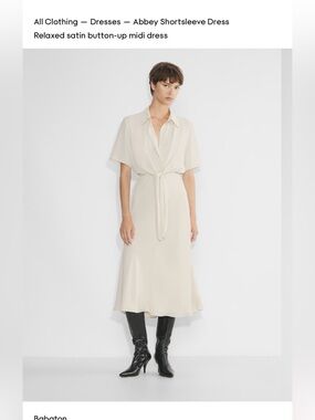 Aritzia Babaton Abbey Shortsleeved Midi Dress - Birch Cream M Medium